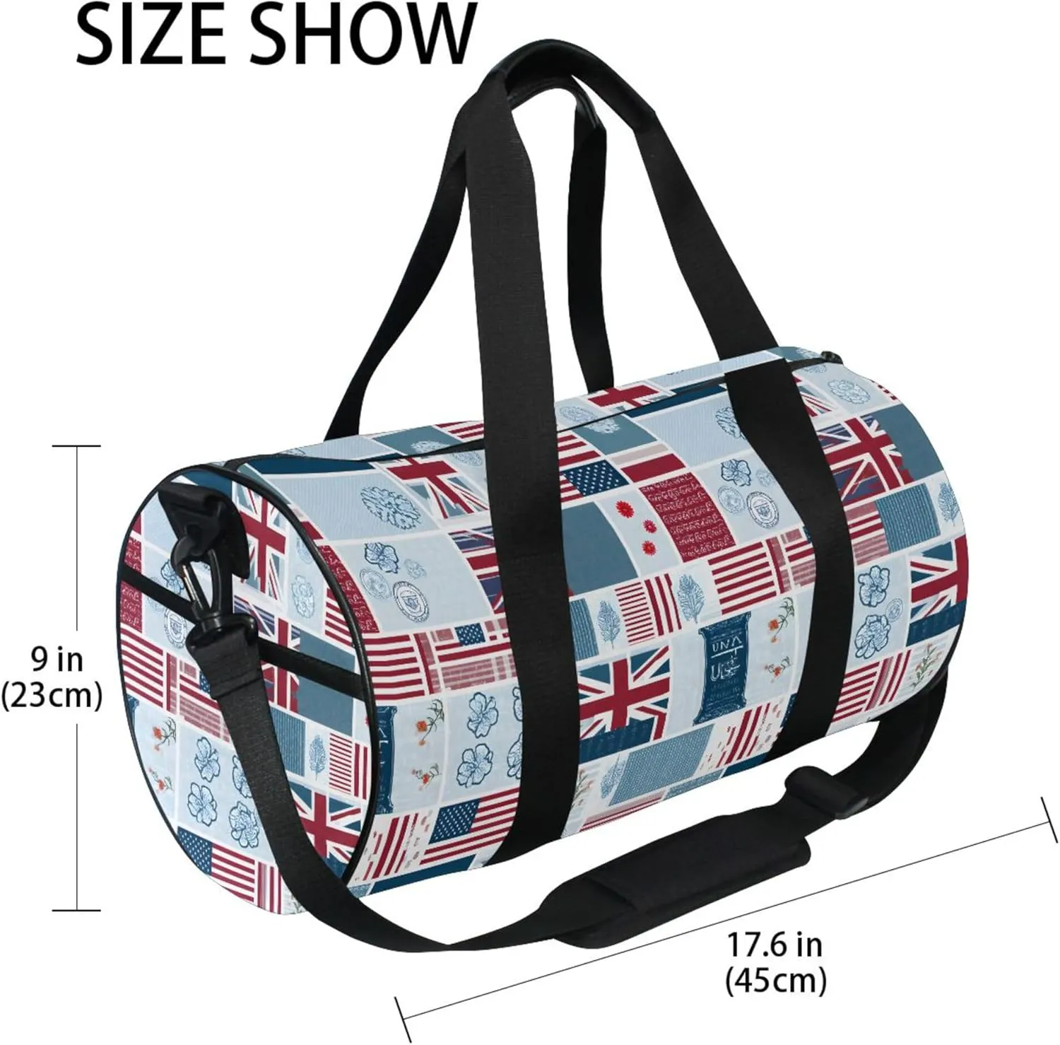 MNSRUU Sports Duffel Bags, Flag Athletic Gym Bag Overnight Workout Travel Tote Luggage for Men Women Yoga