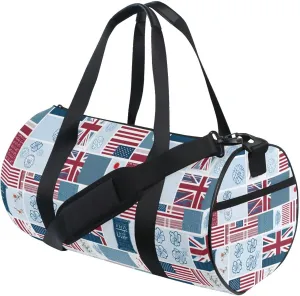 MNSRUU Sports Duffel Bags, Flag Athletic Gym Bag Overnight Workout Travel Tote Luggage for Men Women Yoga