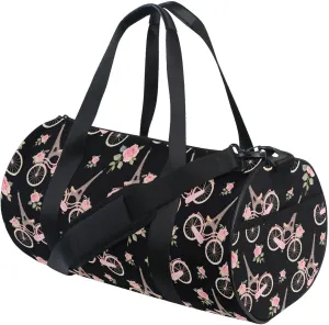 MNSRUU Sports Duffel Bags, Tower Bicycle Rose Athletic Gym Bag Overnight Workout Travel Tote Luggage for Men Women Yoga