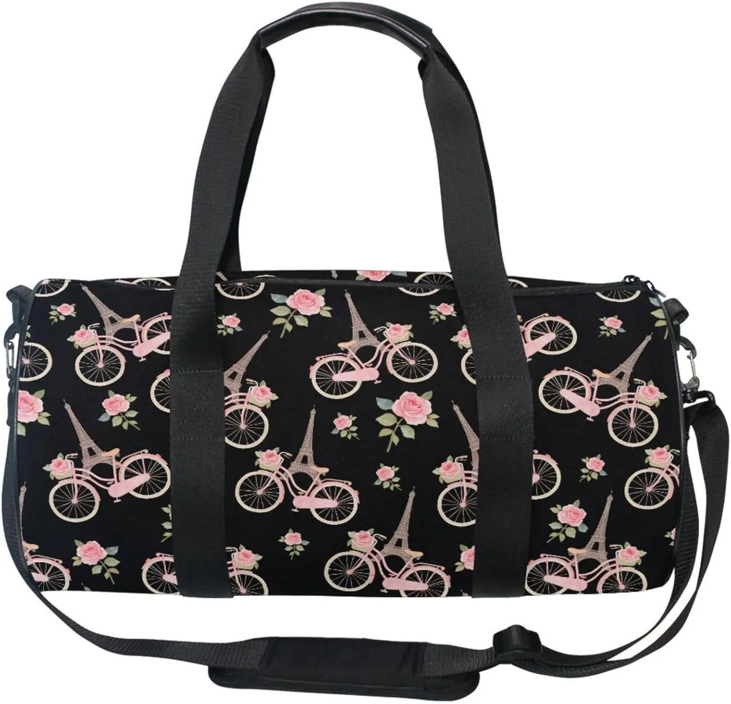 MNSRUU Sports Duffel Bags, Tower Bicycle Rose Athletic Gym Bag Overnight Workout Travel Tote Luggage for Men Women Yoga