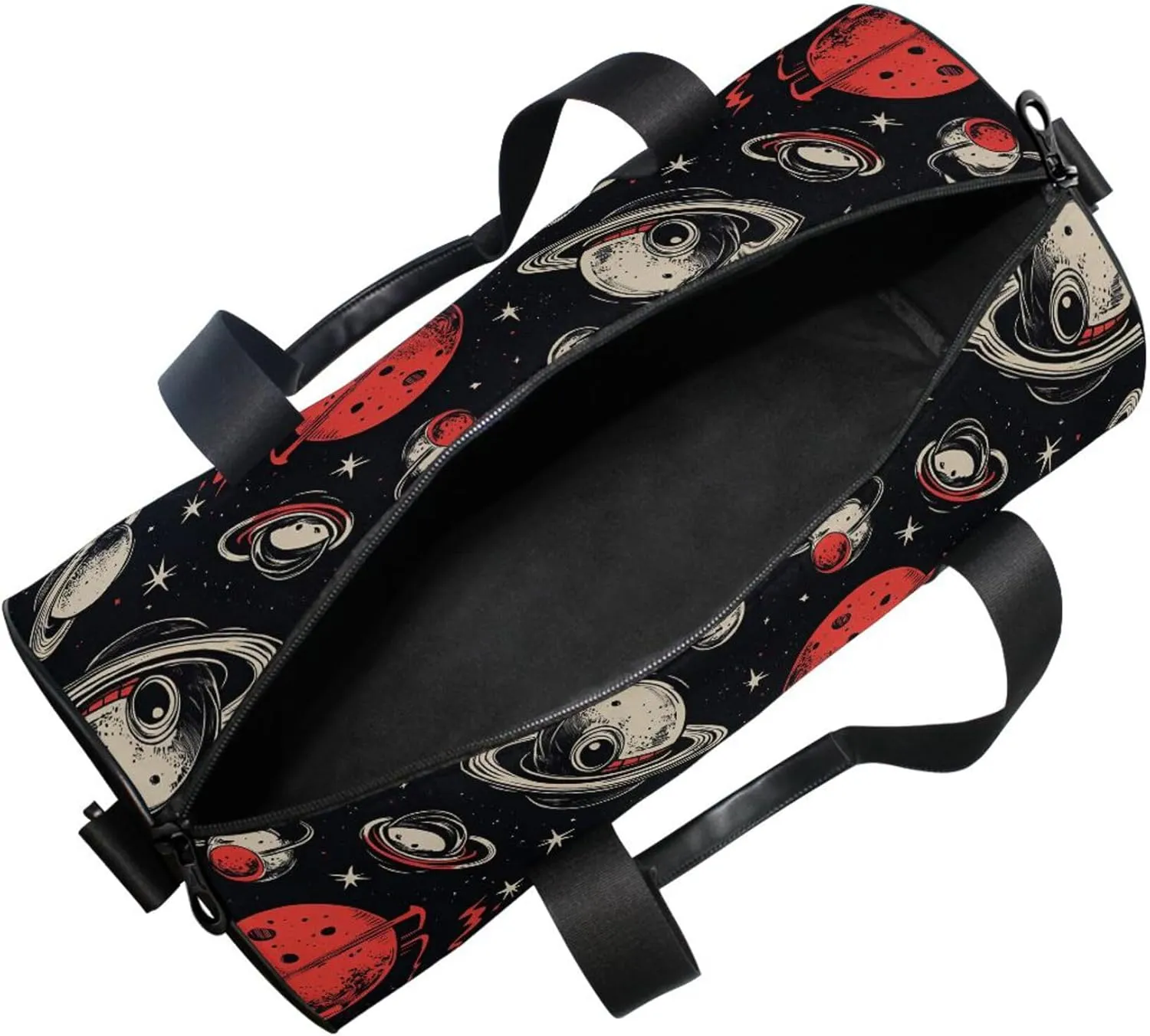 MNSRUU Sports Duffel Bags, White Red Planet Athletic Gym Bag Overnight Workout Travel Tote Luggage for Men Women Yoga