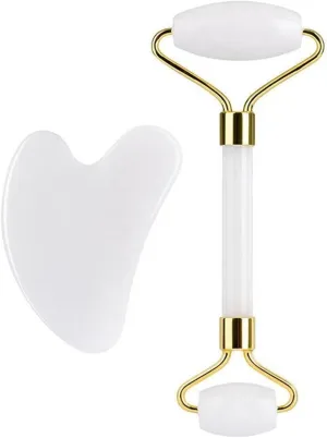 MOBYAT Face Massage Jade Roller White Jade Natural Stone Gua Sha Slimmer Lift Wrinkle Double Chin Remover Beauty Care Slimming Tools 1Pcs