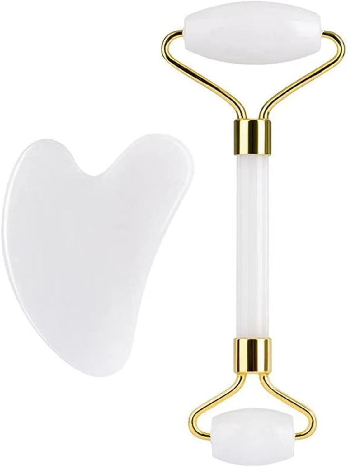 MOBYAT Face Massage Jade Roller White Jade Natural Stone Gua Sha Slimmer Lift Wrinkle Double Chin Remover Beauty Care Slimming Tools 1Pcs