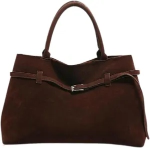 Modavo Suede Tote Bag,Faux Suede Bag Shoulder Hobo Bag Handbag,Women's Large Brown Top-Handle Work Handbag