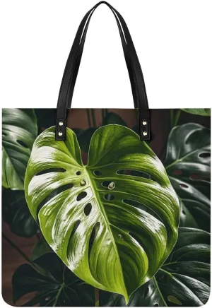 Monstera Deliciosa Large Leather Handbags Women Fashion Handbag Multifunctional Travel Bag It Is A Great Gift for Mothers, Teachers, Friends, Bridesmaids