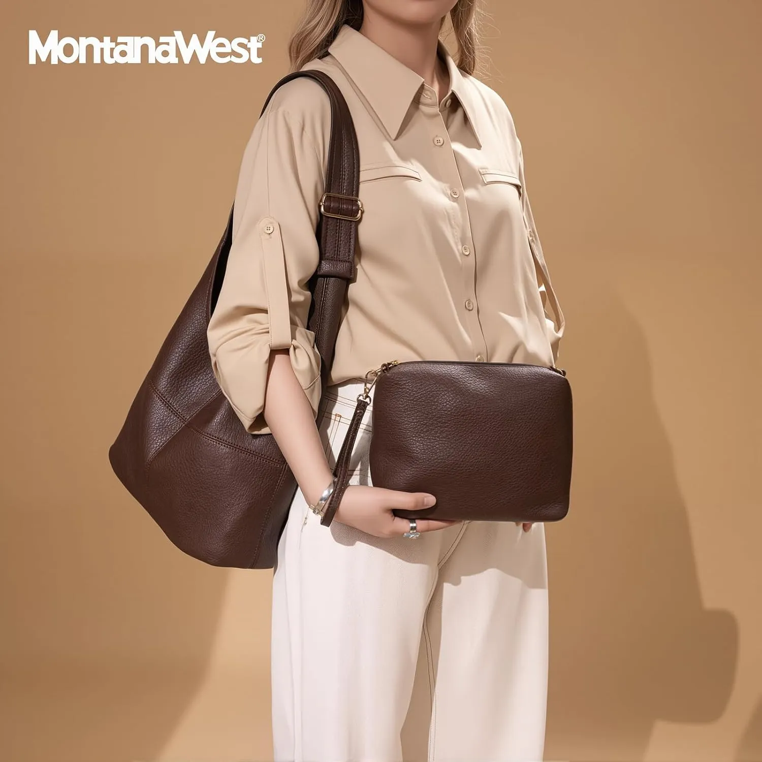 Montana West Hobo Bags Purse for Women Ultra Soft Foldable Shoulder Slouchy Handbags with Cosmetic bag