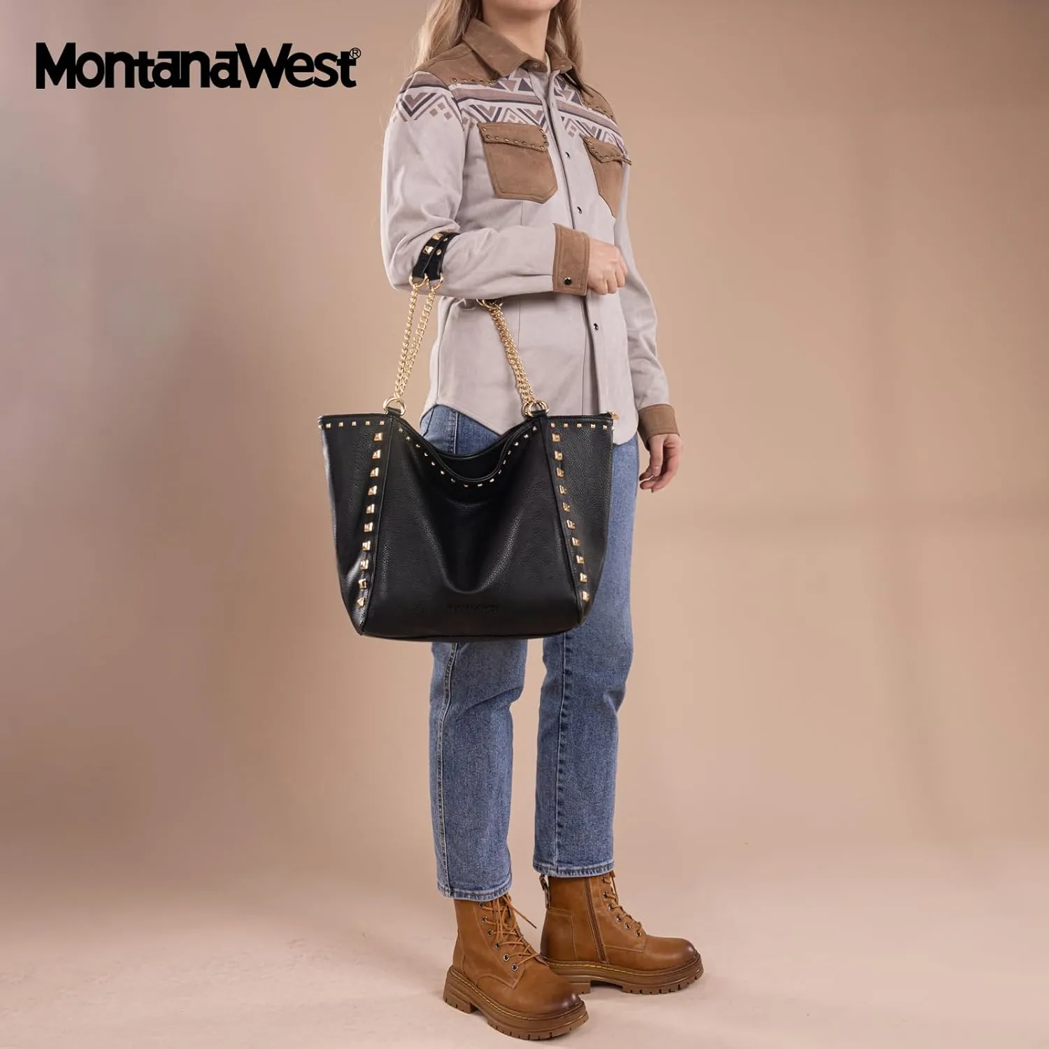 Montana West Large Tote Bag for Women Oversized Shoulder Purses with Chain Handbags