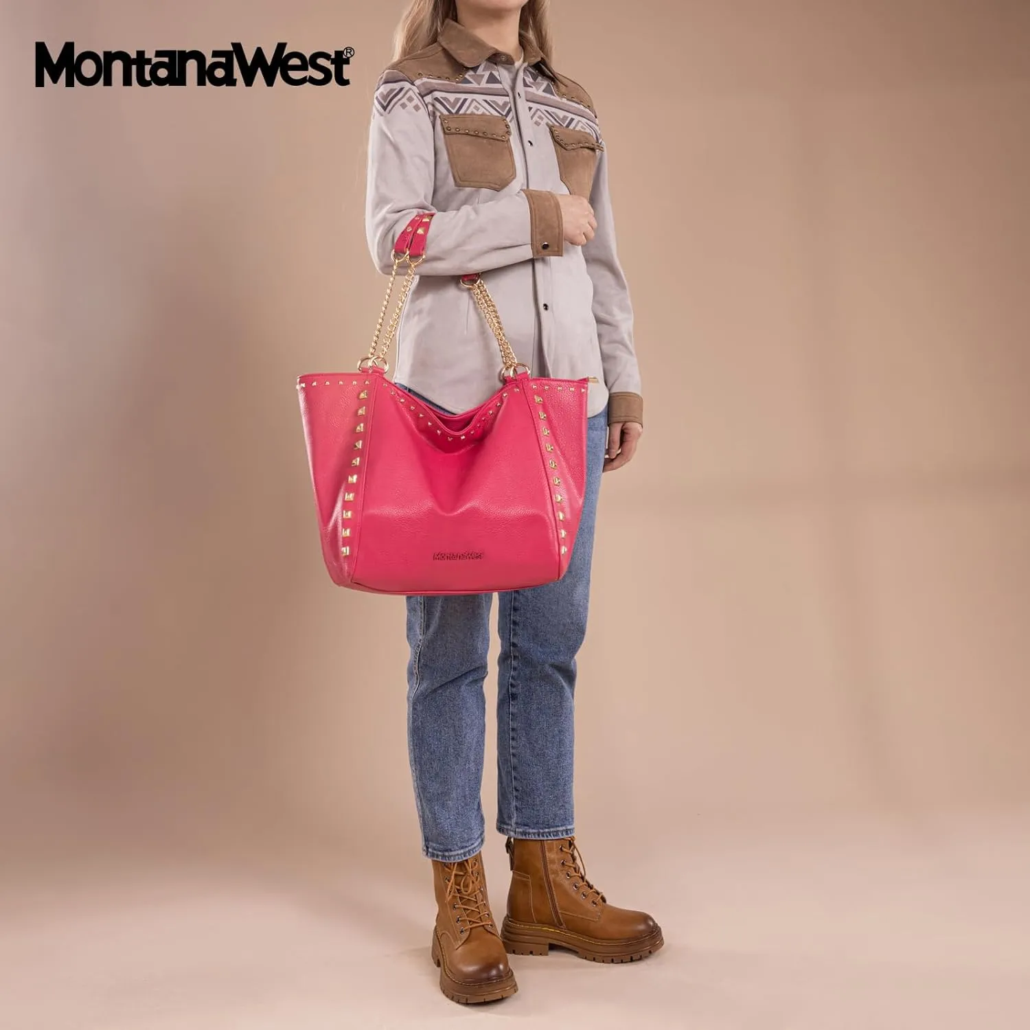 Montana West Large Tote Bag for Women Oversized Shoulder Purses with Chain Handbags