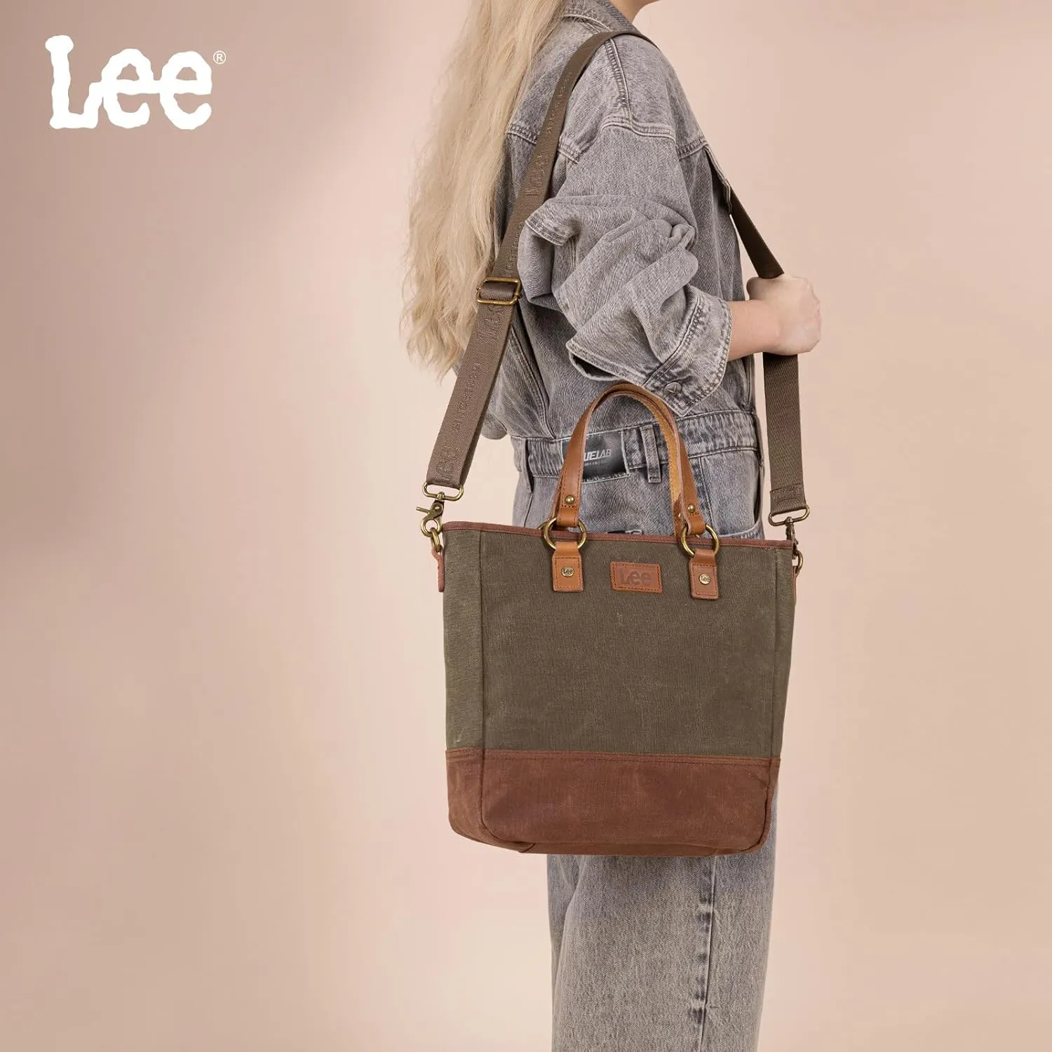 Montana West x Lee Waxed Canvas Tote Bag for Women Top-Handle Handbag Shoulder Bag with Adjustable Detachable Wide Strap