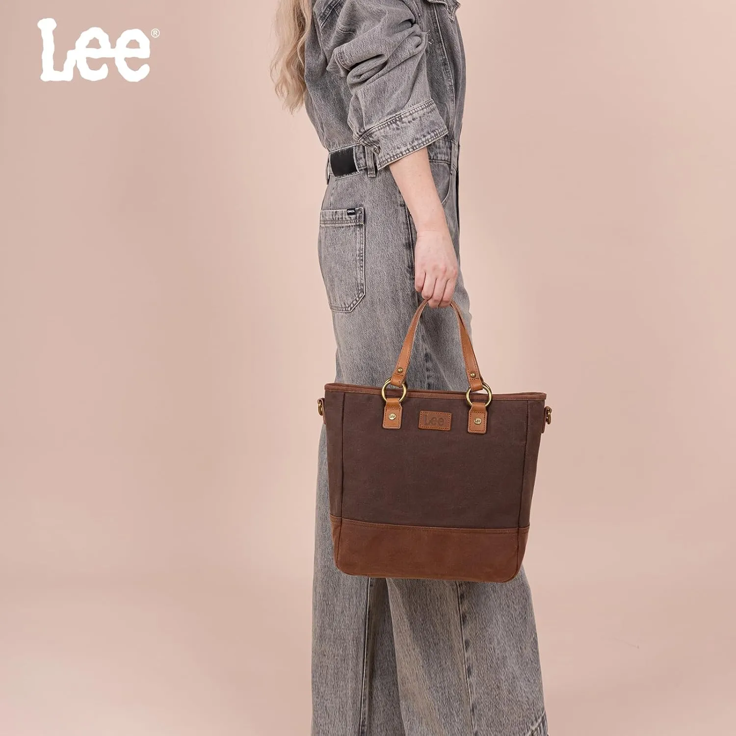 Montana West x Lee Waxed Canvas Tote Bag for Women Top-Handle Handbag Shoulder Bag with Adjustable Detachable Wide Strap