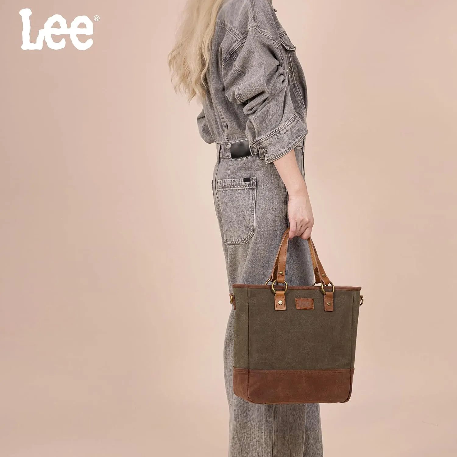 Montana West x Lee Waxed Canvas Tote Bag for Women Top-Handle Handbag Shoulder Bag with Adjustable Detachable Wide Strap