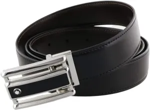 Montblanc 114423 Leather & Stainless Steel Plate Buckle Belt
