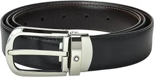 Montblanc Horseshoe Buckle Black/Brown 30 mm Reversible Leather Belt 114412
