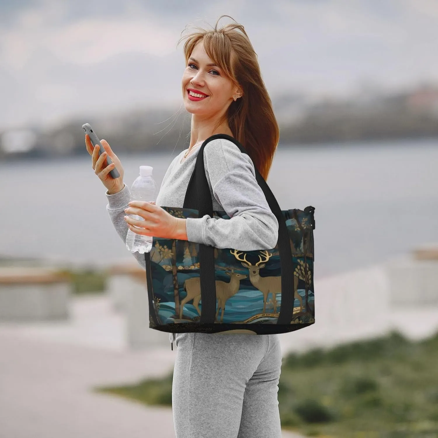 Moon Mountain Deer Tree Travel Duffel Bags for Women Men, Sports Training Gym Bag Dance Bag with Adjustable Shoulder Strap Night Landscape Weekender Overnight Bag