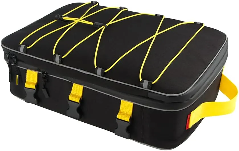 Motorcycle Saddlebag For BMW Honda Yamaha Kawasaki Ducati Rack Carrier Storage Reflective Duffle Luggage Bag (Left Bag,Yellow)