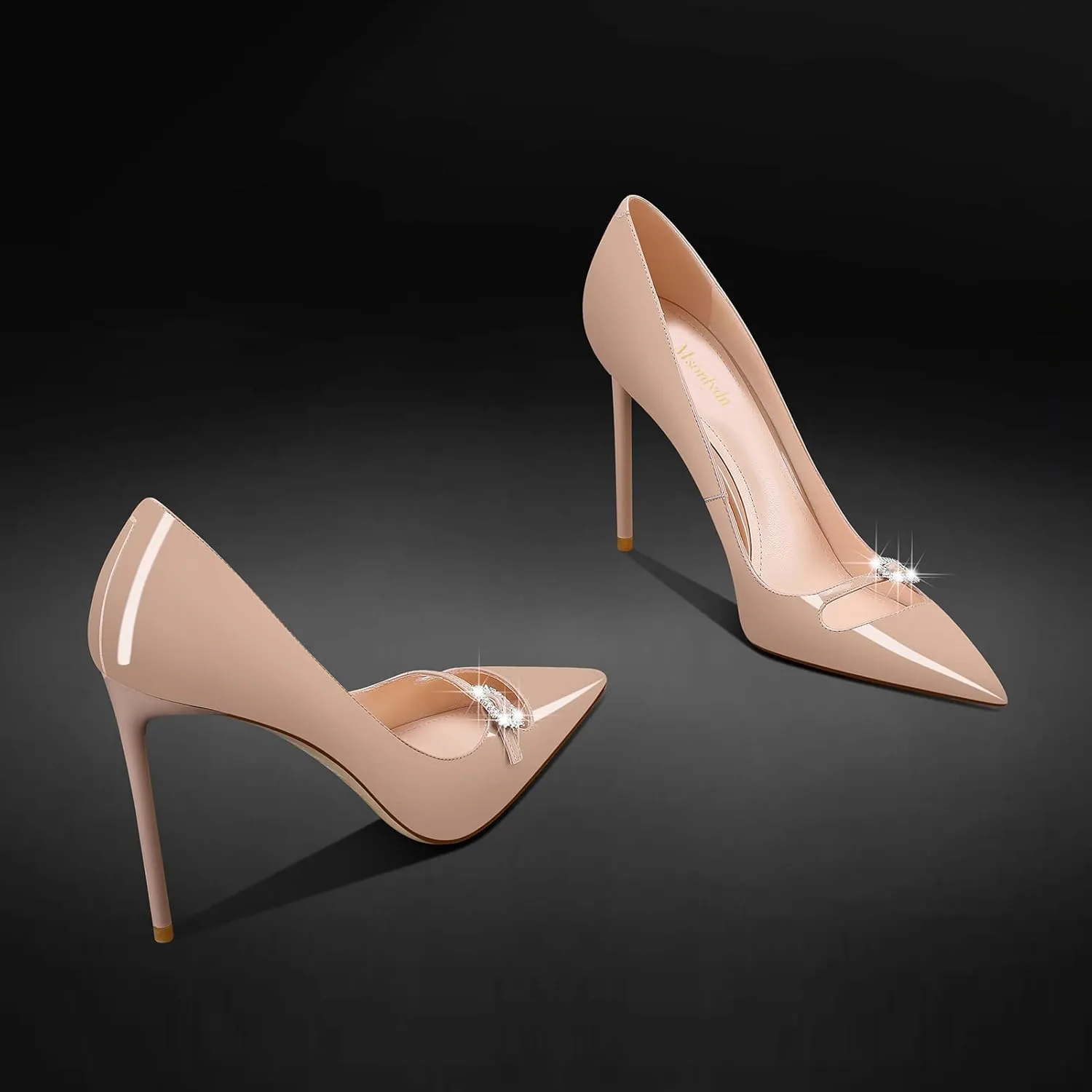 MSONLYDN Patent Heels Casual Women Leather Heels and Pumps Stiletto High Heels Pumps Comfortable Sexy for Wedding Shoes 4 inch