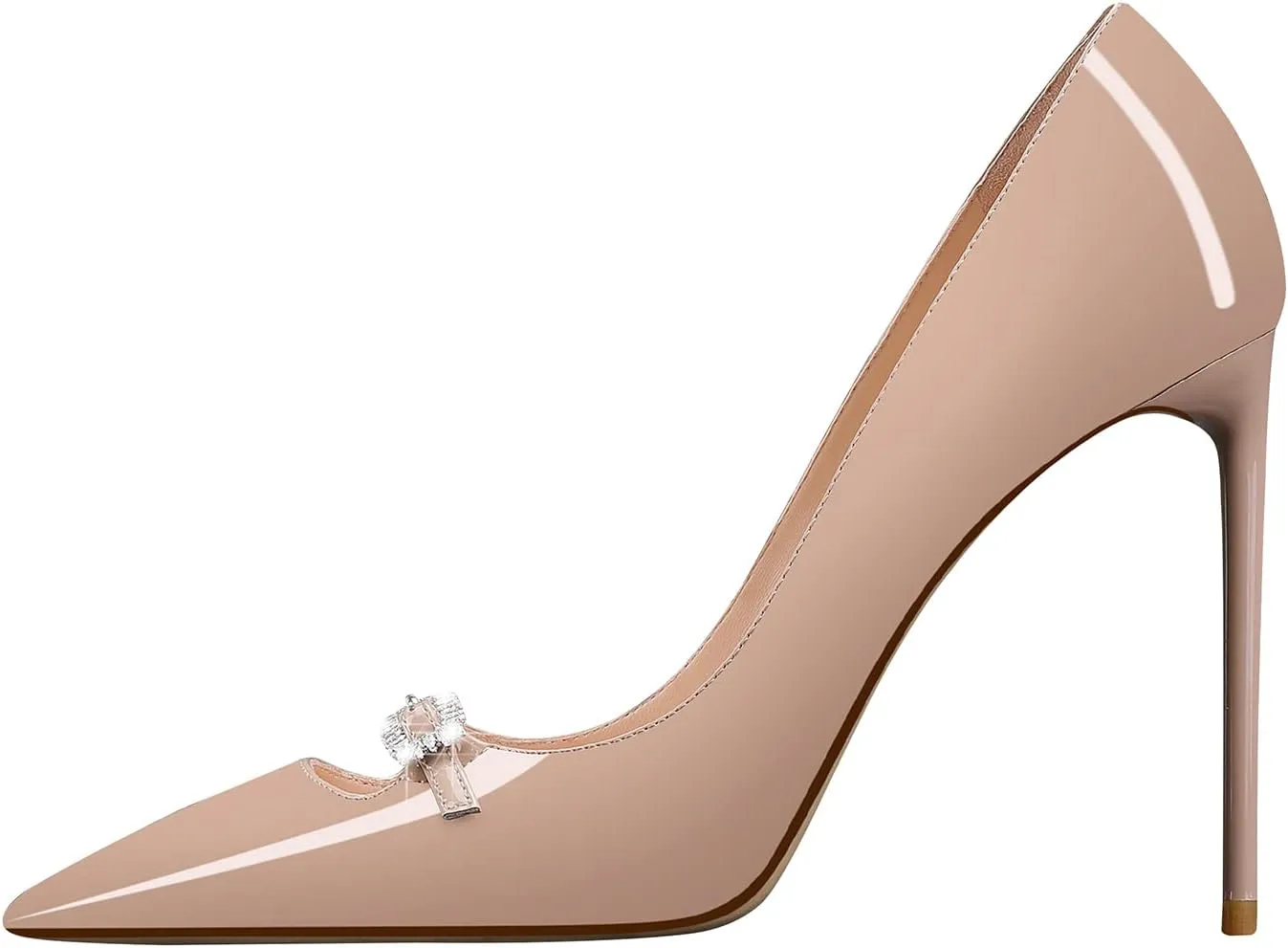 MSONLYDN Patent Heels Casual Women Leather Heels and Pumps Stiletto High Heels Pumps Comfortable Sexy for Wedding Shoes 4 inch
