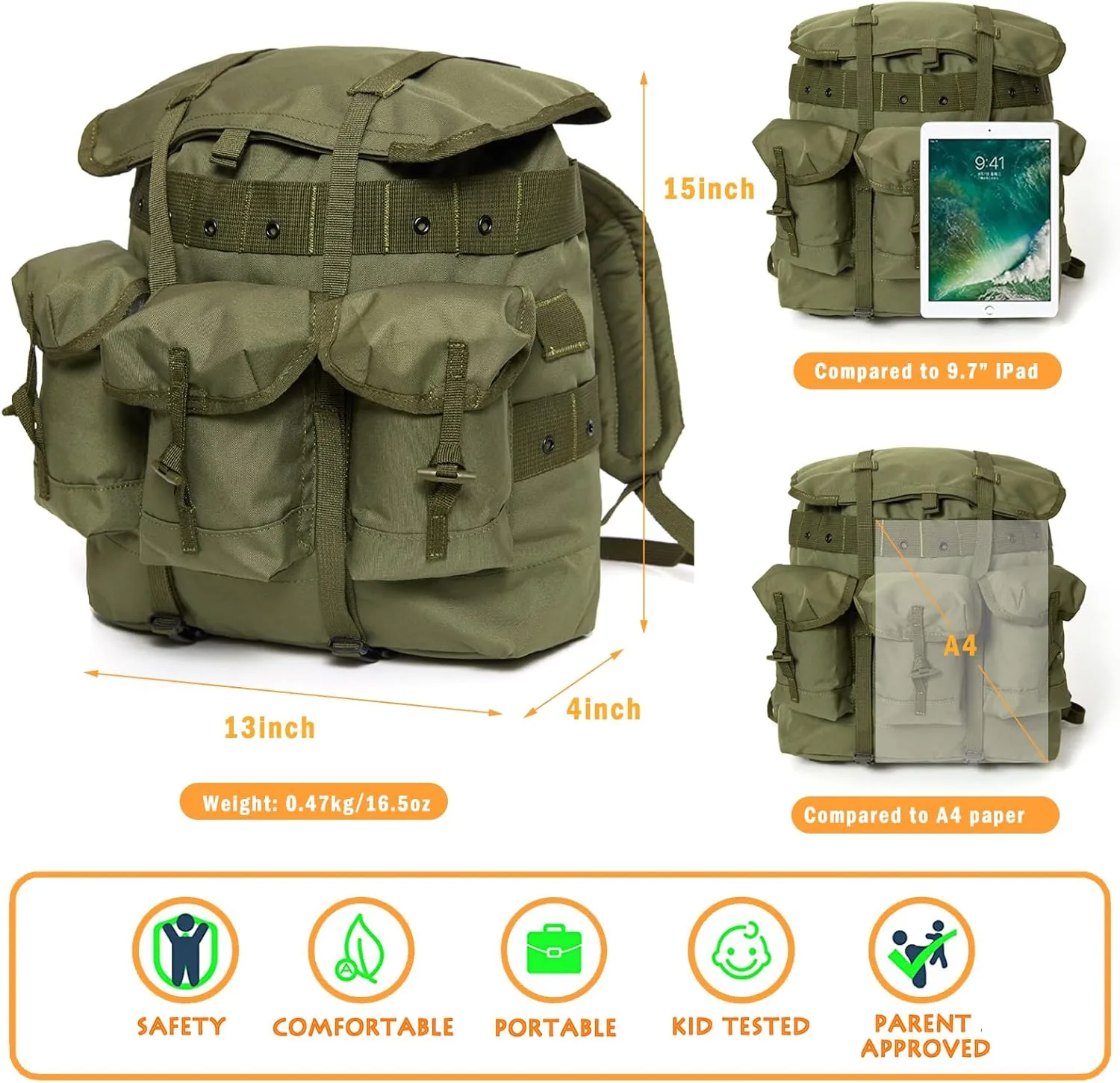 MT Mini ALICE Pack for Kids, Military Army Style Children Rucksack