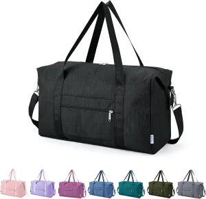 Narwey For Spirit Airlines Personal Item Bag 18x14x8 Foldable Duffle Bag for Travel Packable Duffel Bag for Traveling Carry on Bag for Airplanes Underseat Overnight for Women and Men (Black)