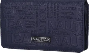 Nautica Seaside Slim Womens Wallet RFID Blocking Credit Card Holder, Coin Purse, Checkbook Organizer Clutch, Small Vegan Leather Wallet for Travel, Indigo Logo