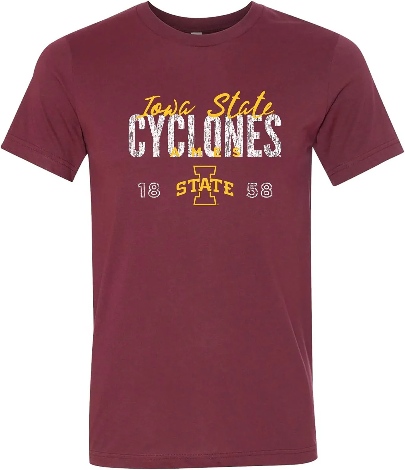 NCAA Dist Block Script Logo, Team Color Canvas T Shirt, College, University