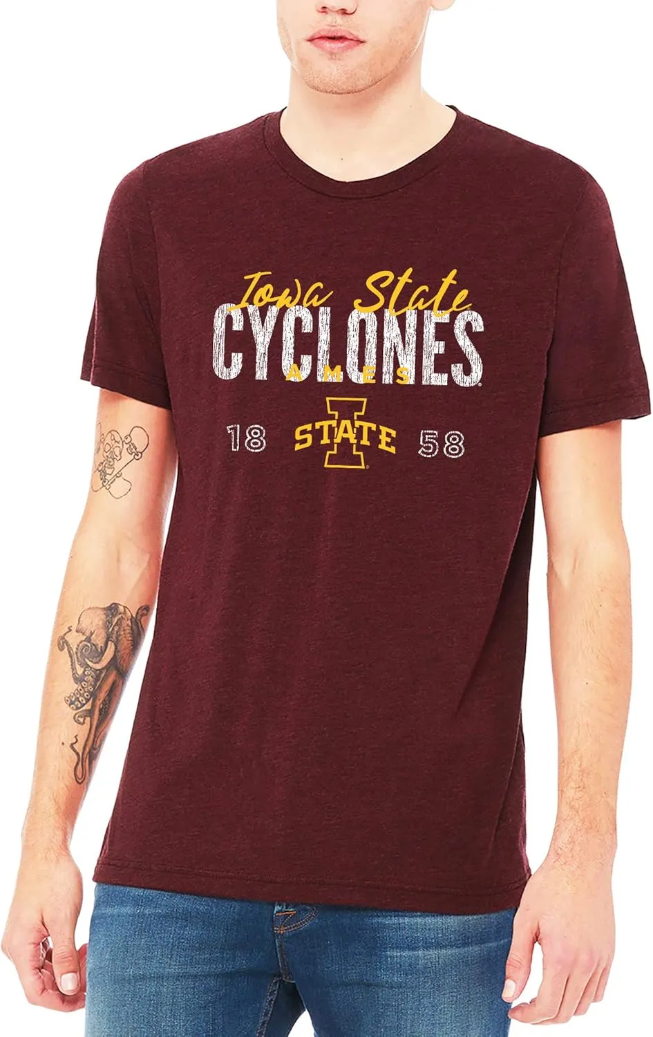 NCAA Dist Block Script Logo, Team Color Canvas T Shirt, College, University