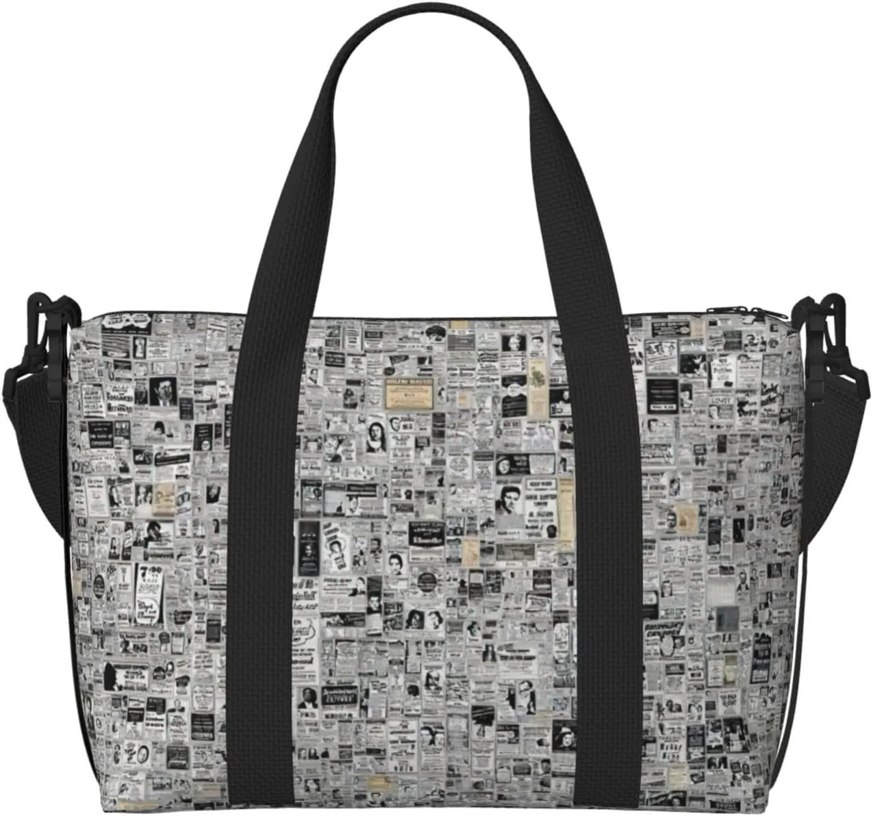 newspaper hd print Handbag Crossbody Travelling Weekend Overnight Carry On Bag Sports Tote Gym Bag