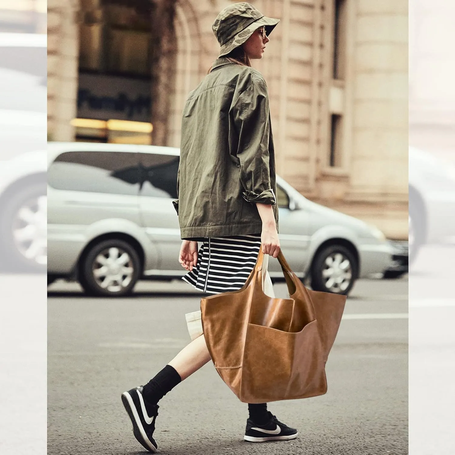 NICOLE & DORIS Large Carry on Handbags Oversized Tote Bags for Women Hobo and Shoulder Bags Soft PU Leather Shopping Bag