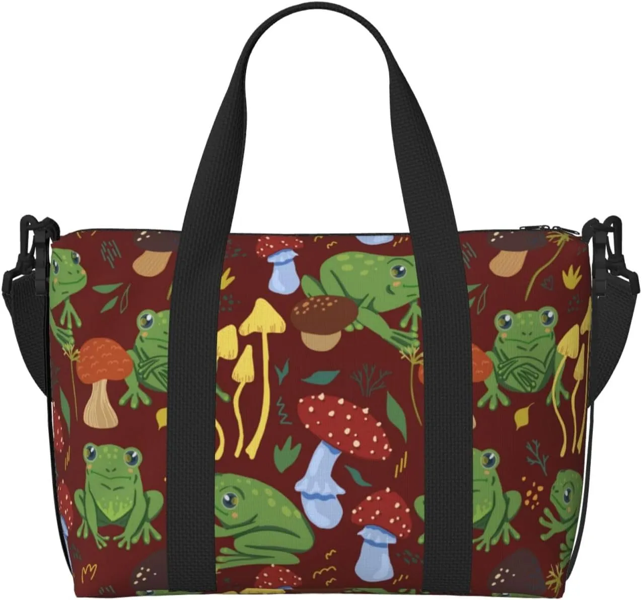 Novastar Laptop Tote Bag for Women Work - Frogs and Mushrooms Overnight Weekender Bags for Women Travel, Gym Bag for Women Men, Personal Item Crossbody Travel Bags for Women Men Carry On