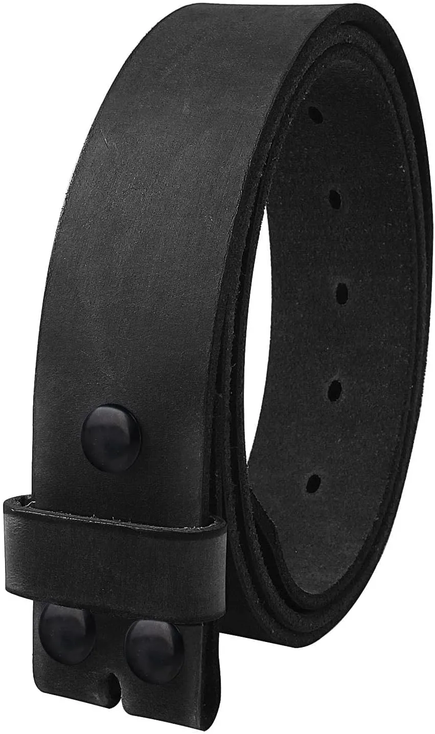 NPET Men's Full Grain Leather Belt Vintage Distressed Style with Snap-On Strap 1 1/2" Wide without Buckle