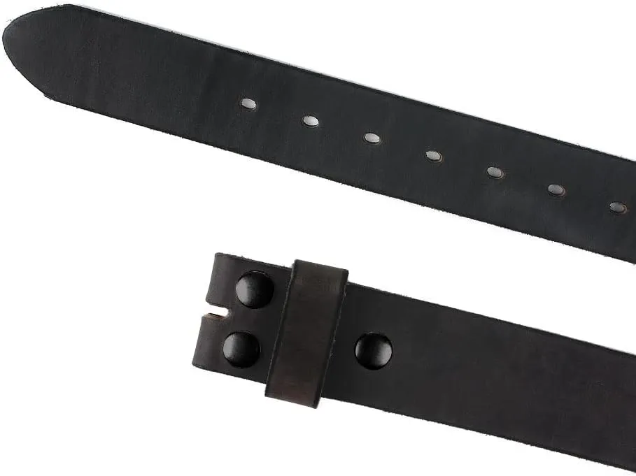 NPET Men's Full Grain Leather Belt Vintage Distressed Style with Snap-On Strap 1 1/2" Wide without Buckle