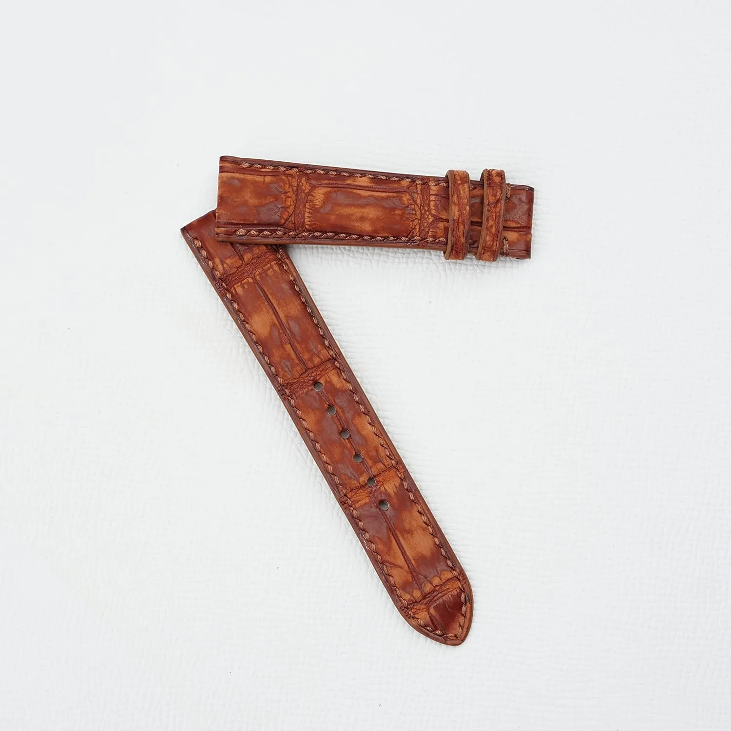 Nubuck Alligator leather watch strap, Premium Quality Brown Alligator leather watch band (15mm, Steel Tang Buckle)