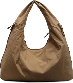 Nylon Tote Bag Large Hobo Bags for Women Multipockets Slouchy Shoulder Bag Solid Color Crescent Handbags