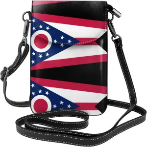 Ohio State Flag Prints Leather Crossbody Flap Phone Bag - Versatile Gift for Women Walking, Camping, Shopping, and Travel
