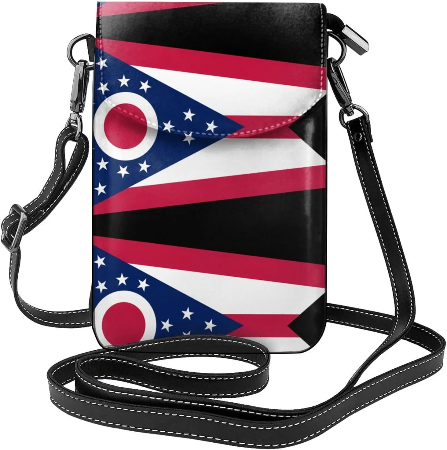 Ohio State Flag Prints Leather Crossbody Flap Phone Bag - Versatile Gift for Women Walking, Camping, Shopping, and Travel