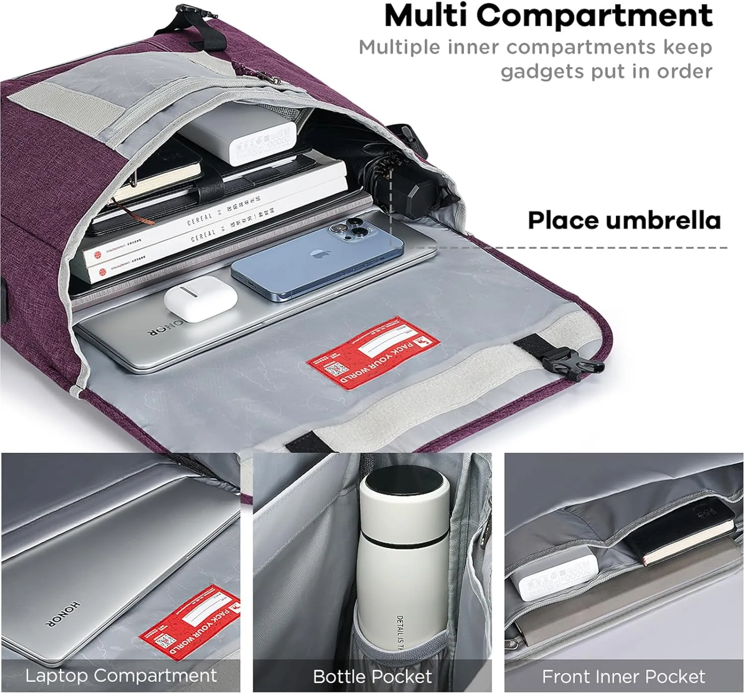 OIWAS Messenger Bag for Women, 17 Inch Laptop Crossbody Bags Men Casual Satchel Shoulder Bag College Travel Office Briefcase