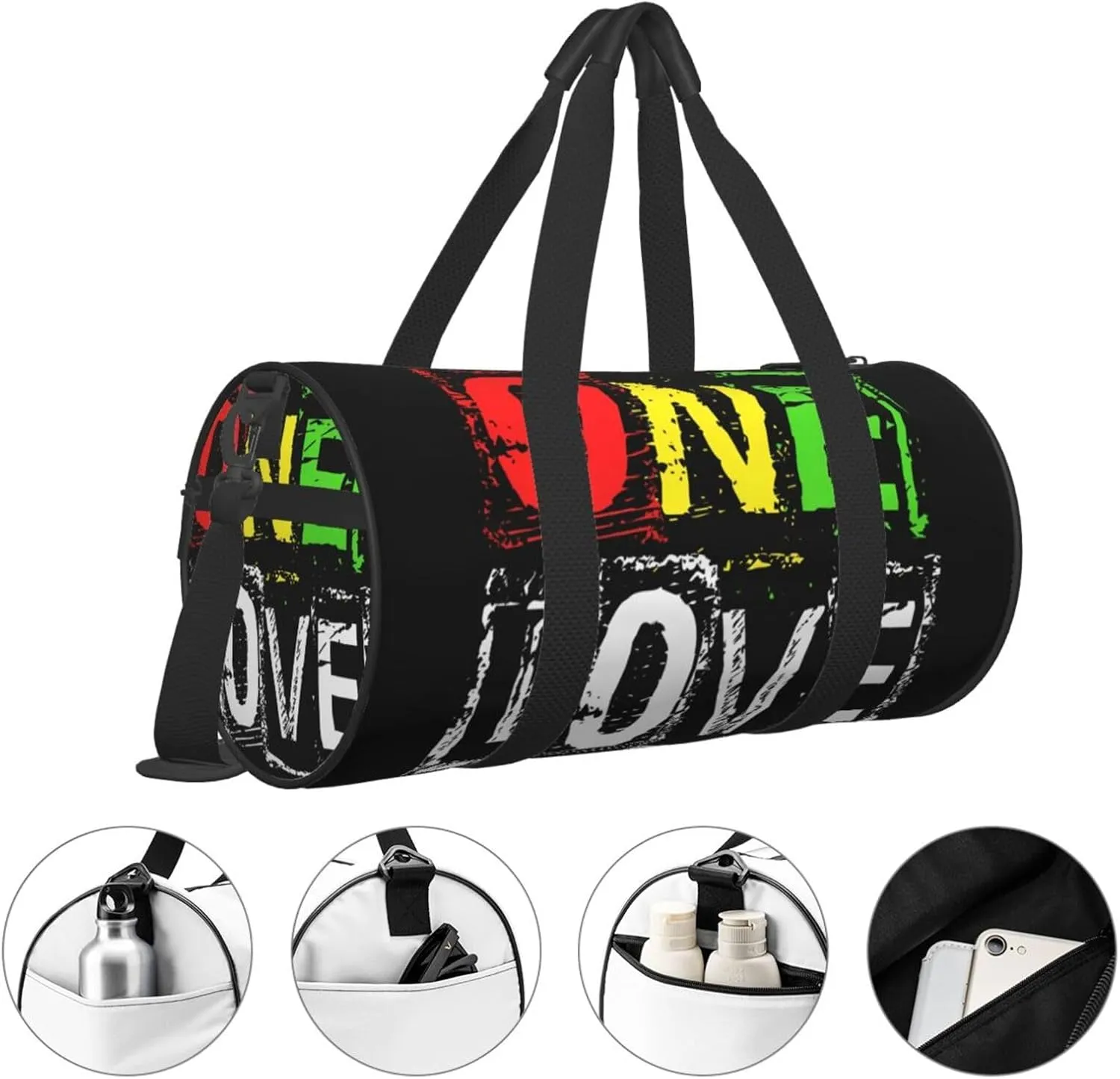 One Loves Jamaican Rasta Reggae Round Travel Duffel Bag Large Capacity Gym Sports Bags for Hiking Vacation Trips