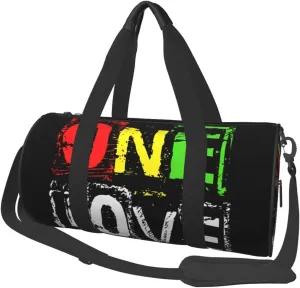 One Loves Jamaican Rasta Reggae Round Travel Duffel Bag Large Capacity Gym Sports Bags for Hiking Vacation Trips
