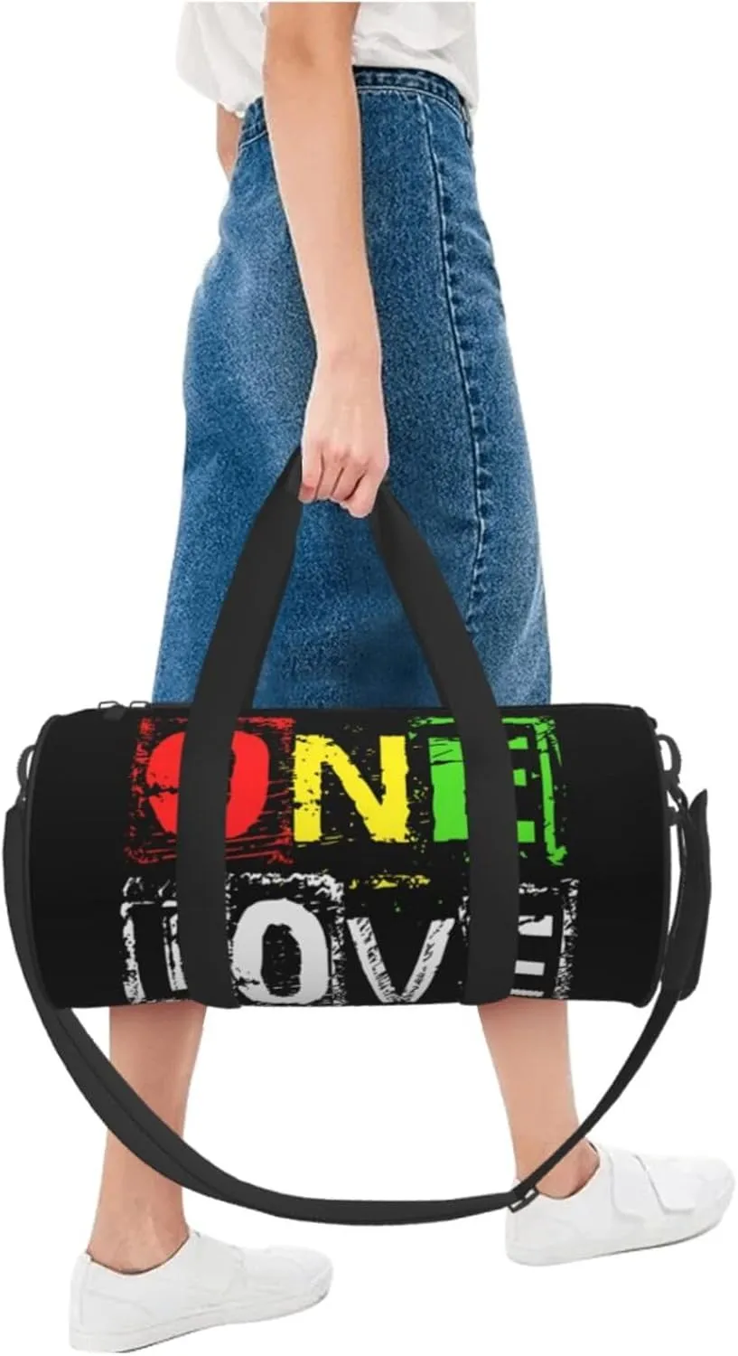 One Loves Jamaican Rasta Reggae Round Travel Duffel Bag Large Capacity Gym Sports Bags for Hiking Vacation Trips