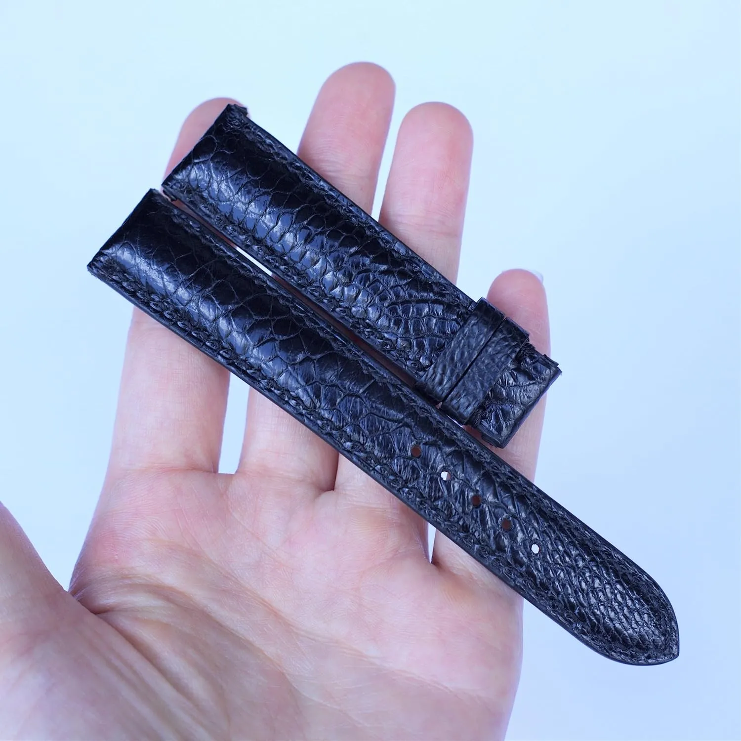 Ostrich watch band custom watch bands black ostrich watch strap 20mm, 18mm, 19mm, 21mm, 22mm, 23mm (With Steel Tang Buckle, 19mm)