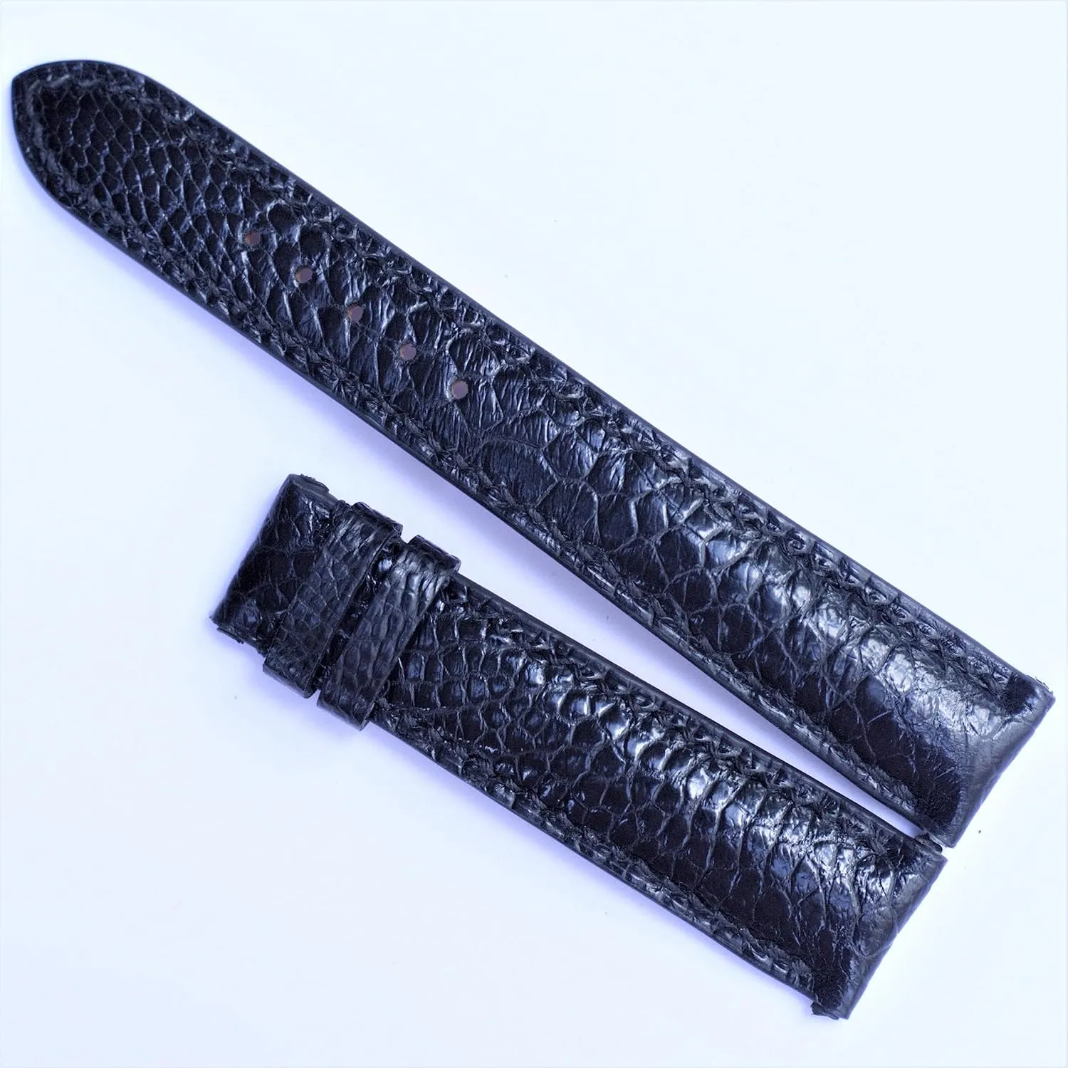 Ostrich watch band custom watch bands black ostrich watch strap 20mm, 18mm, 19mm, 21mm, 22mm, 23mm (With Steel Tang Buckle, 19mm)