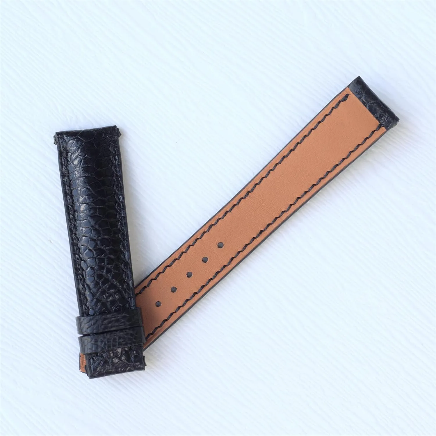 Ostrich watch band custom watch bands black ostrich watch strap 20mm, 18mm, 19mm, 21mm, 22mm, 23mm (With Steel Tang Buckle, 19mm)