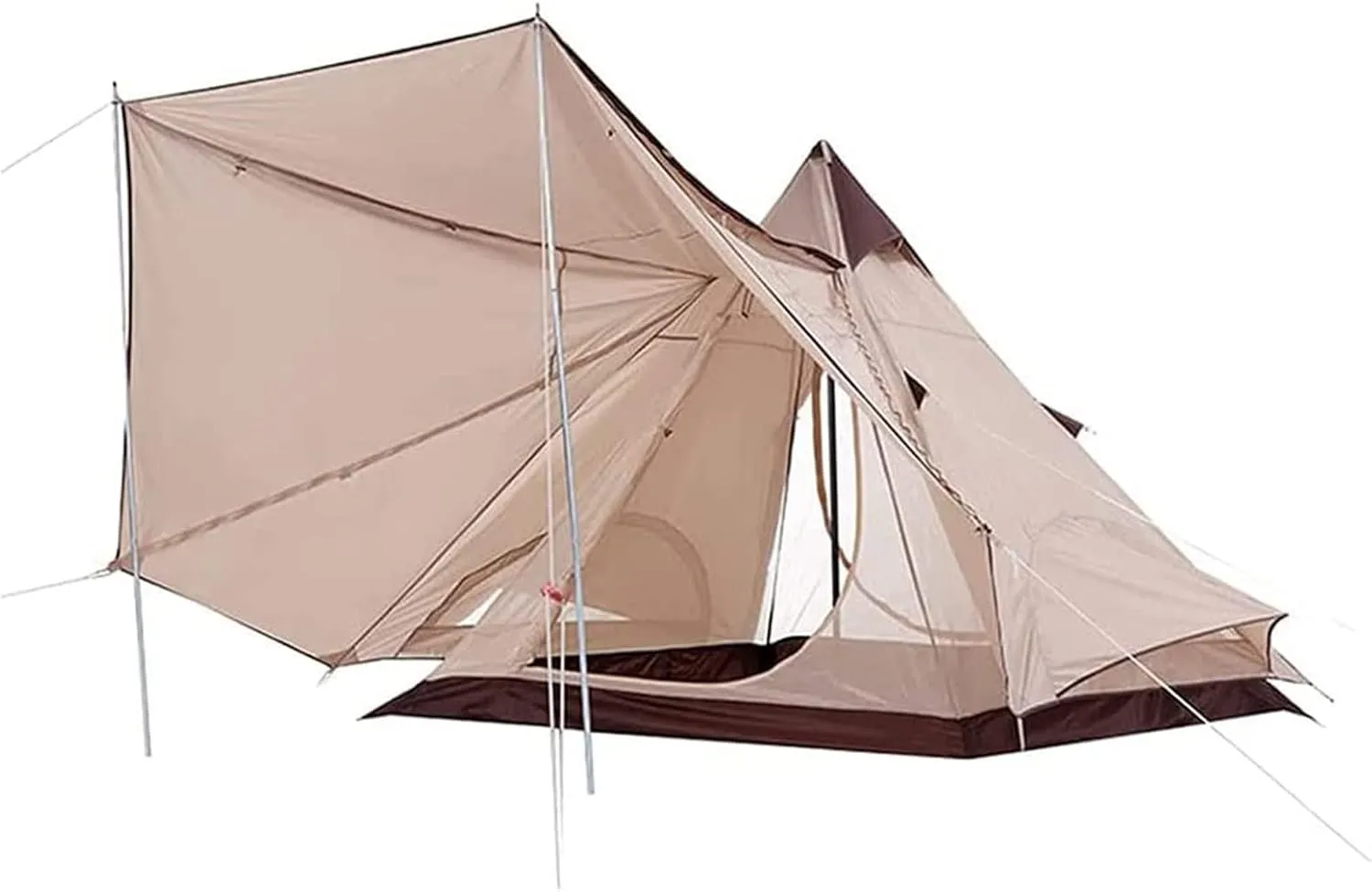 Outdoor Camping Pyramid Tent Double Layers Indian Beach Tent Rainproof Sun Protection Casual Picnic Camping Mongolian Yurt Tent Hiking Shelter (Color : A) (A)
