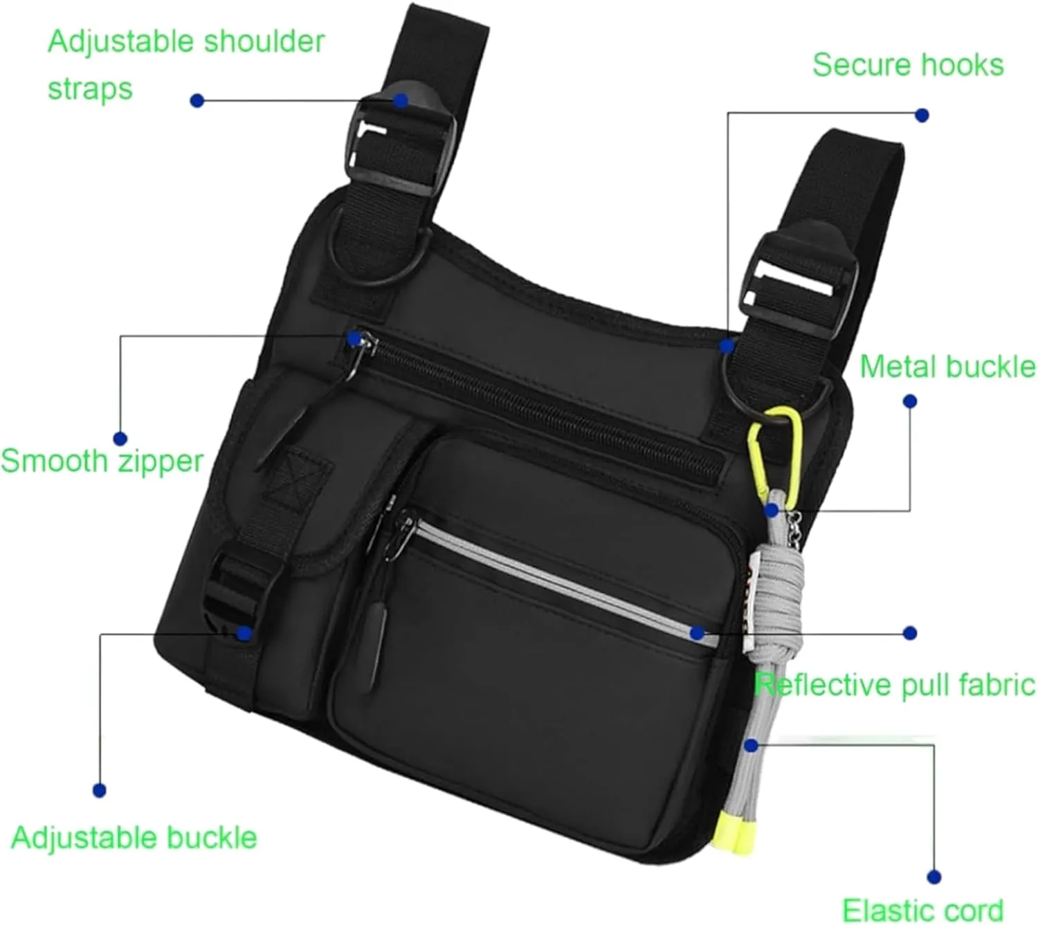 Outdoor Chest Bag for Men, Adjustable Zipper Multi-functional Tactical Chest Bag, for Outdoor Hiking, Sport (Blue)