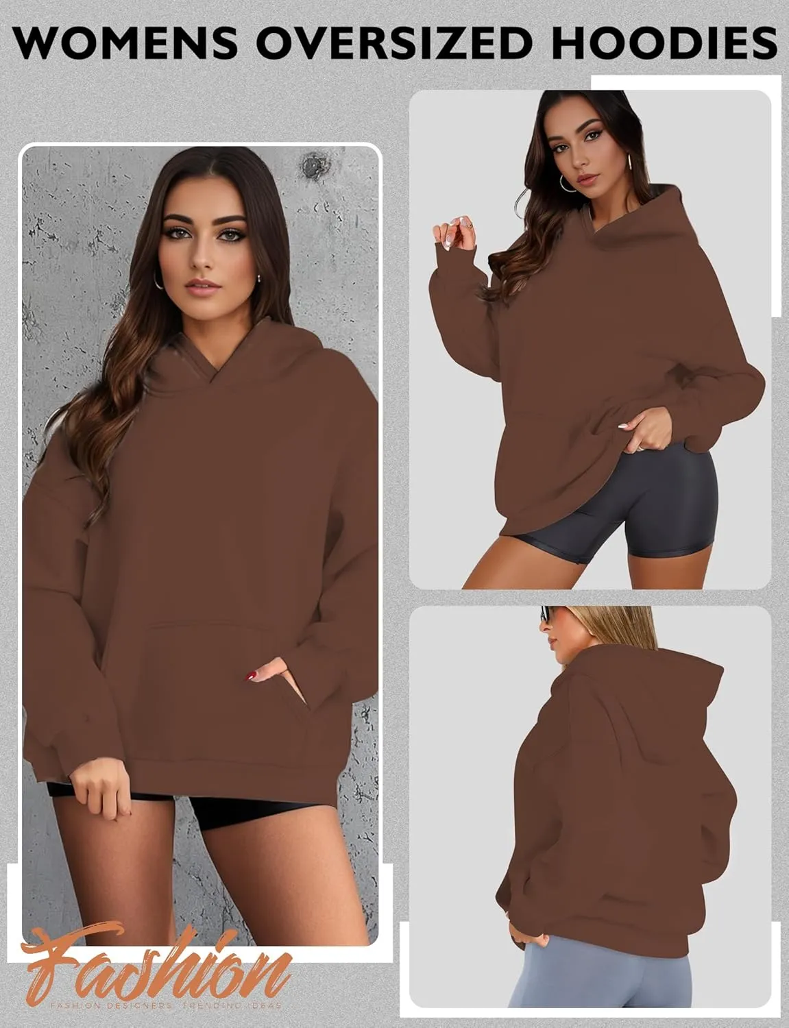 Oversized Hoodies for Women, Long Sleeve Fleece Womens Sweatshirt with Pocket Pullover Fall Outfits Winter Clothes