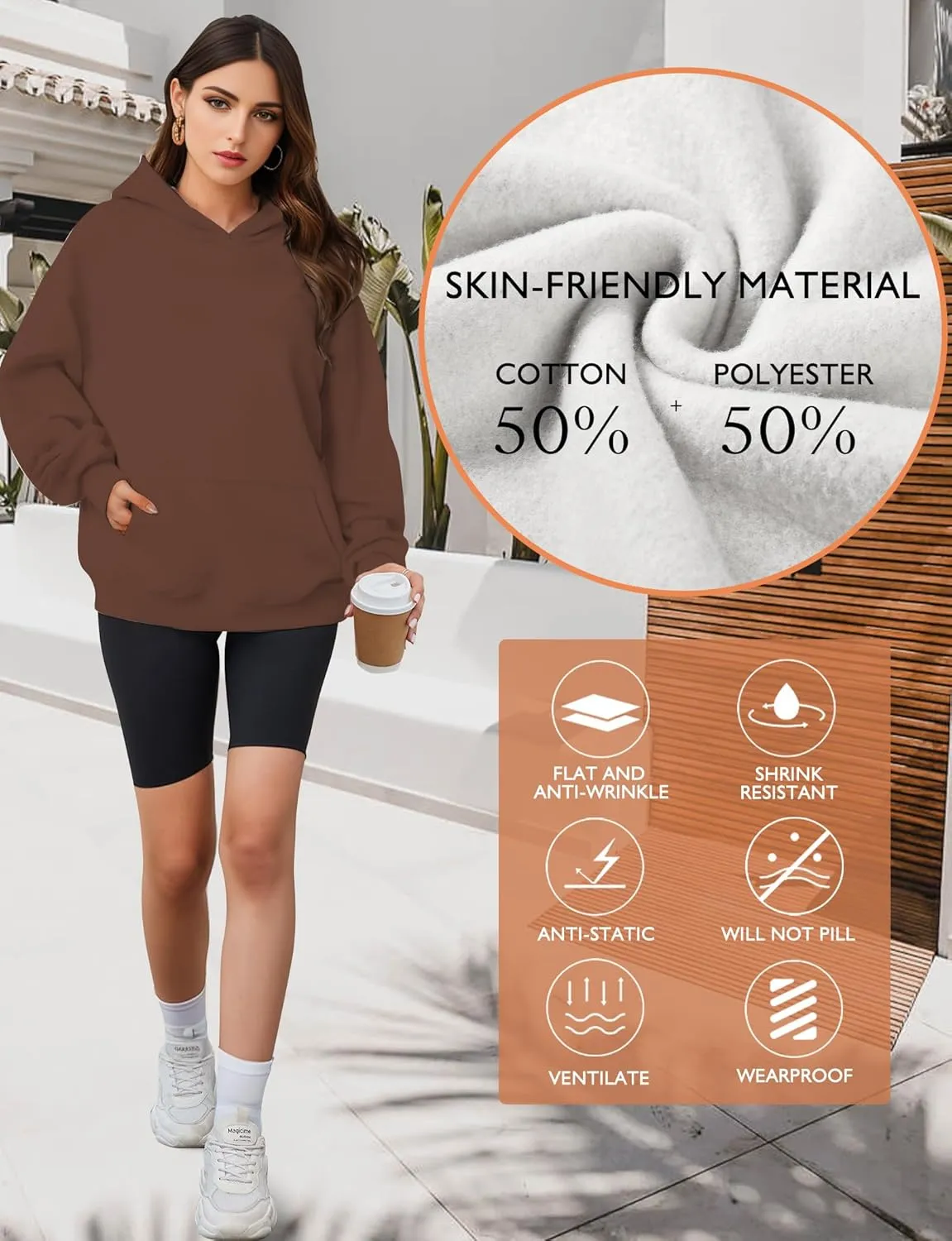 Oversized Hoodies for Women, Long Sleeve Fleece Womens Sweatshirt with Pocket Pullover Fall Outfits Winter Clothes