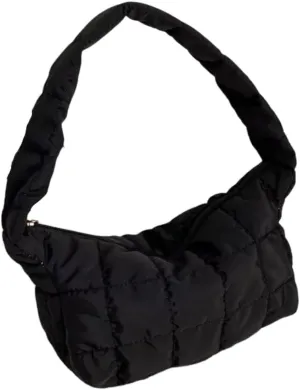 Oxford bag shoulder padded puffy 90s bag black white brown