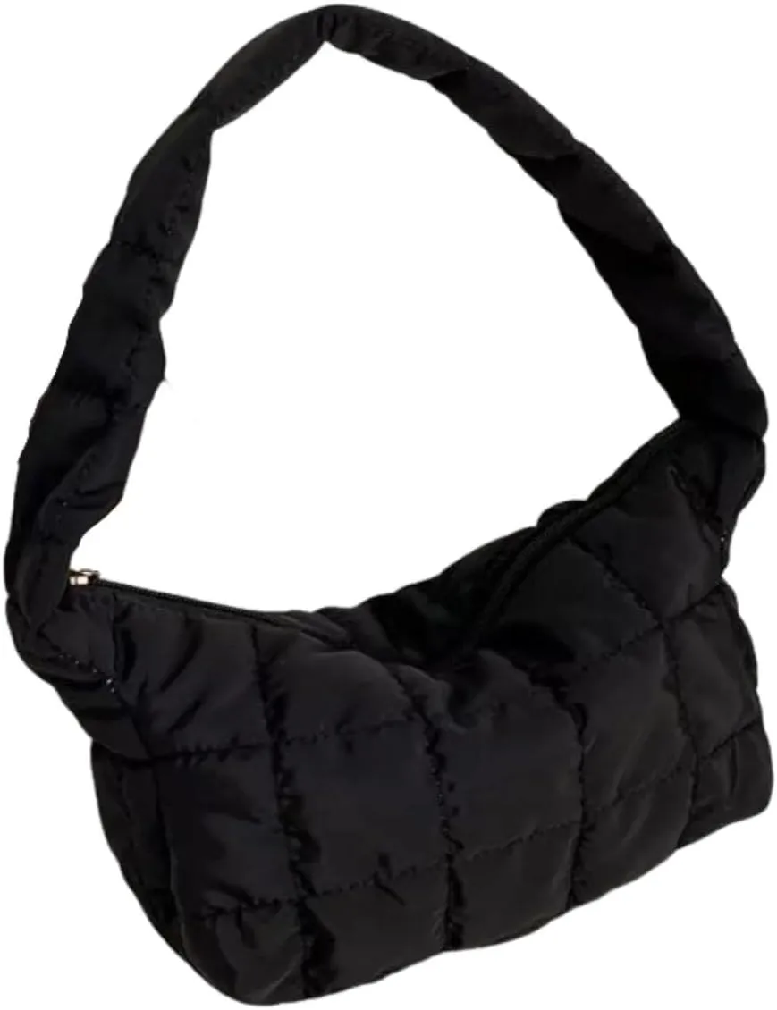 Oxford bag shoulder padded puffy 90s bag black white brown