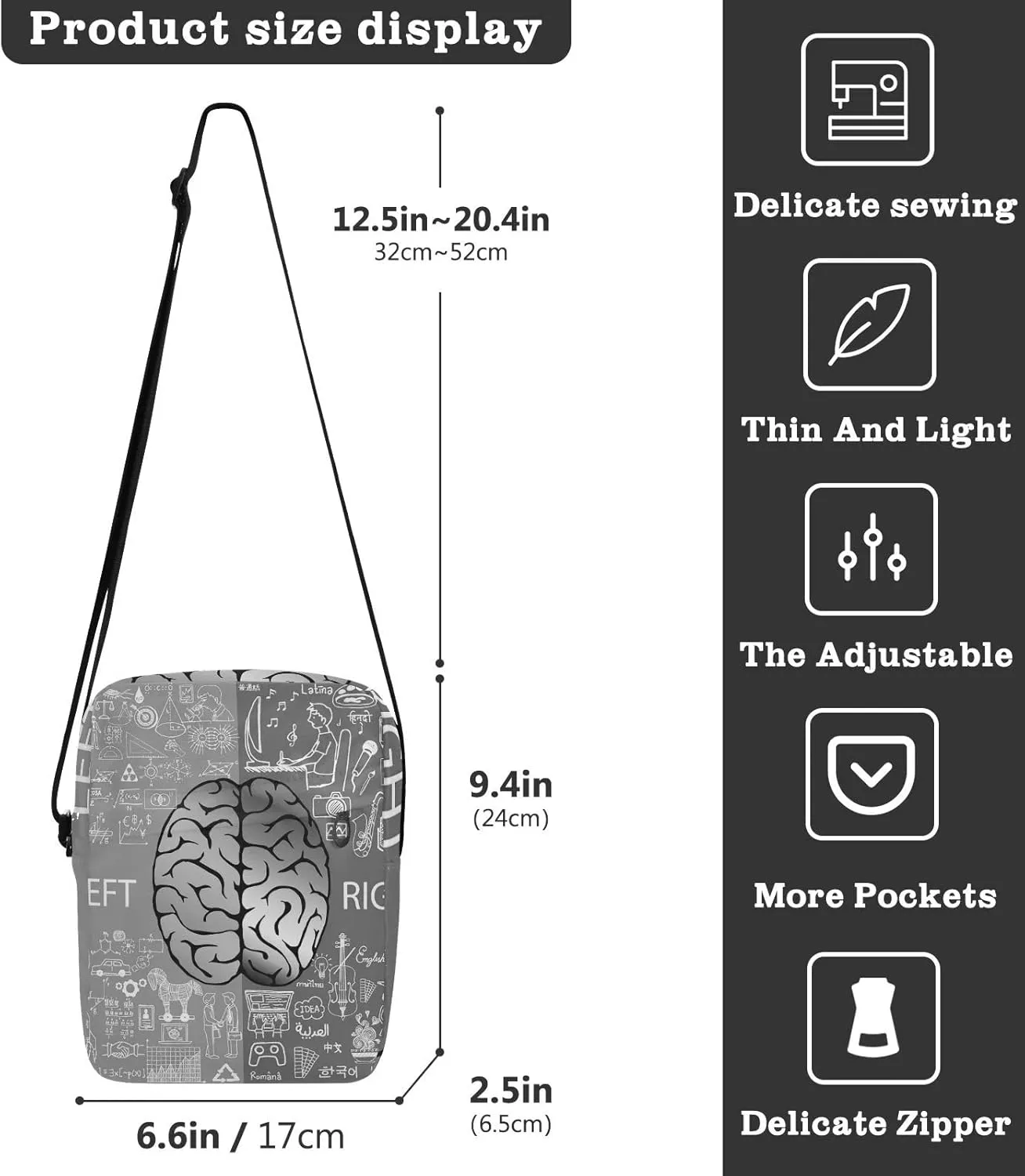 Oyihfvs Messenger Bag, Men's Crossbody Bag, Women's Crossbody Bag with Adjustable Strap