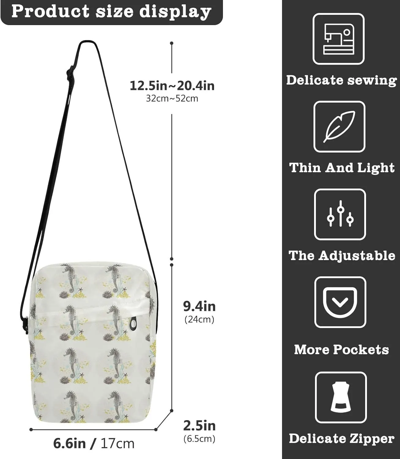 Oyihfvs Messenger Bag, Men's Crossbody Bag, Women's Crossbody Bag with Adjustable Strap